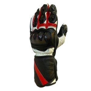 GUANTE VITESE VR6 LARGO CUERO NEGRO BLANCO ROJO