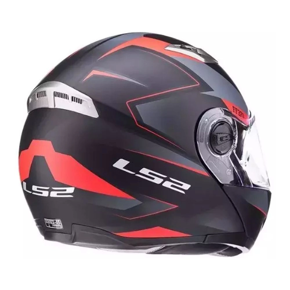 CASCO LS2 ABATIBLE FF70 EASY STRIP NEGRO ROJO MATTE - Imagen 3