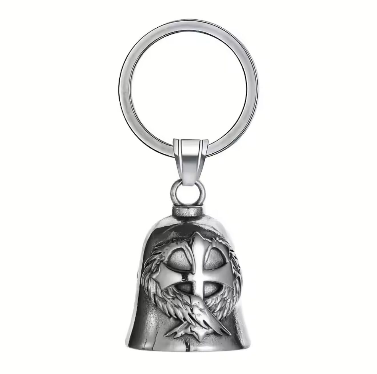 CAMPANA BIKER, AMULETO DE PROTECCION CRUZ Y ALAS - Imagen 2