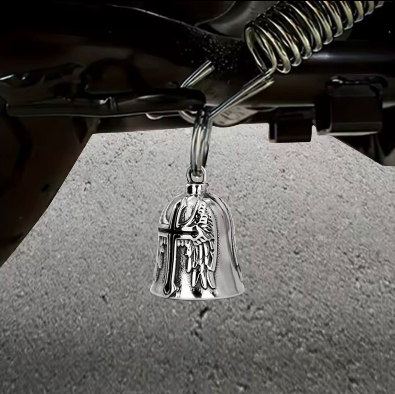 CAMPANA BIKER, AMULETO DE PROTECCION CRUZ NEGRA - Imagen 3