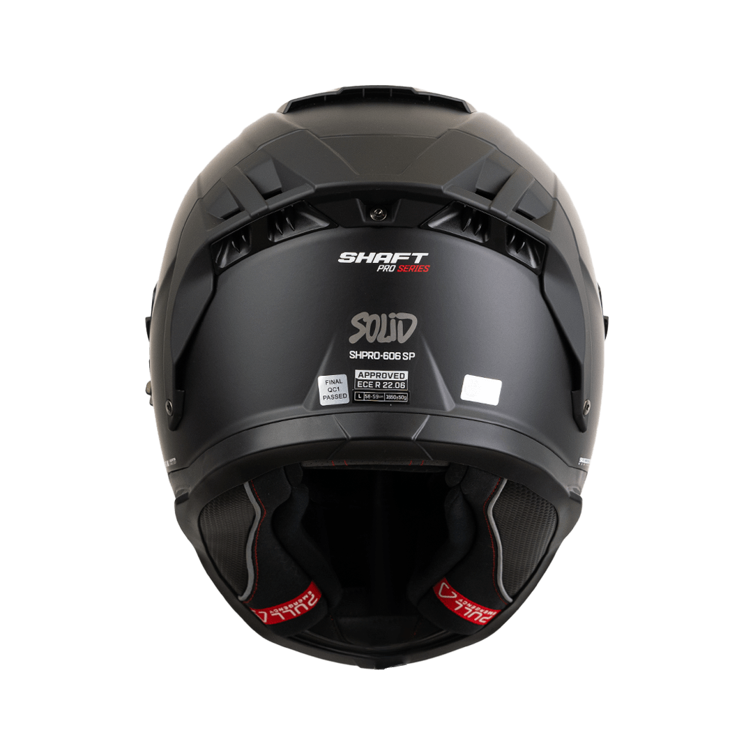 CASCO MOTO SHAFT PRO 606SP SOLID NEGRO N7 ROJO INTEGRAL - Imagen 3