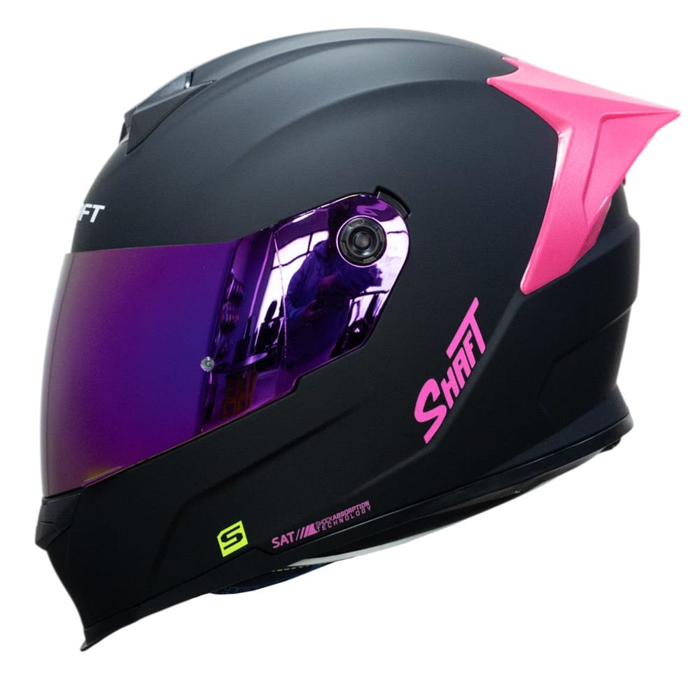 CASCO MOTO SHAFT 502SP SOLID NEGRO ROSA INTEGRAL