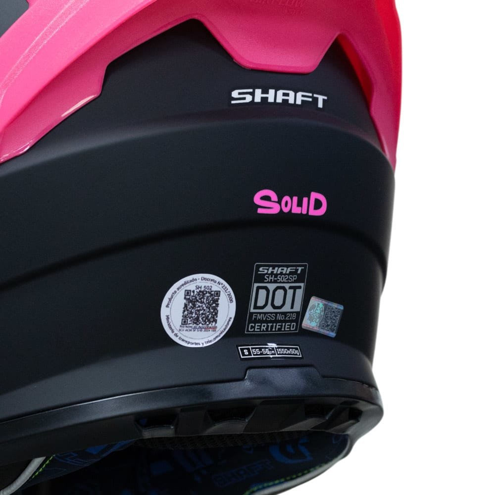 CASCO MOTO SHAFT 502SP SOLID NEGRO ROSA INTEGRAL - Imagen 3